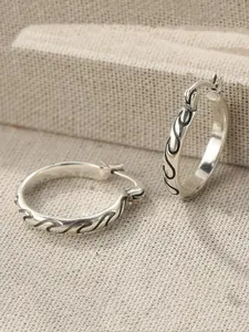 Classic Vintage Silver Color Hoop Earrings, Simple Pattern Design, Women's Casual Jewelry Accessory, Perfect Holiday Gift, Elegant Minimalist Earrings