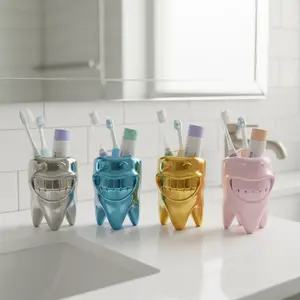 Toothbrush Holder Tooth Shape – Bathroom Organizer Cup for Toothbrush & Toothpaste