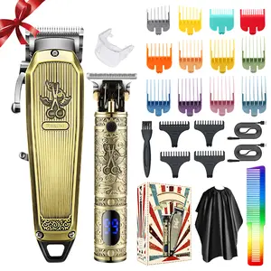 Professional Hair Clippers for Men Electric Beard Trimmer Cordless Barber Clippers for Hair Cutting with T Liners Rechargeable Hair Clipper and Trimmer Set with LED Display hair  clipper