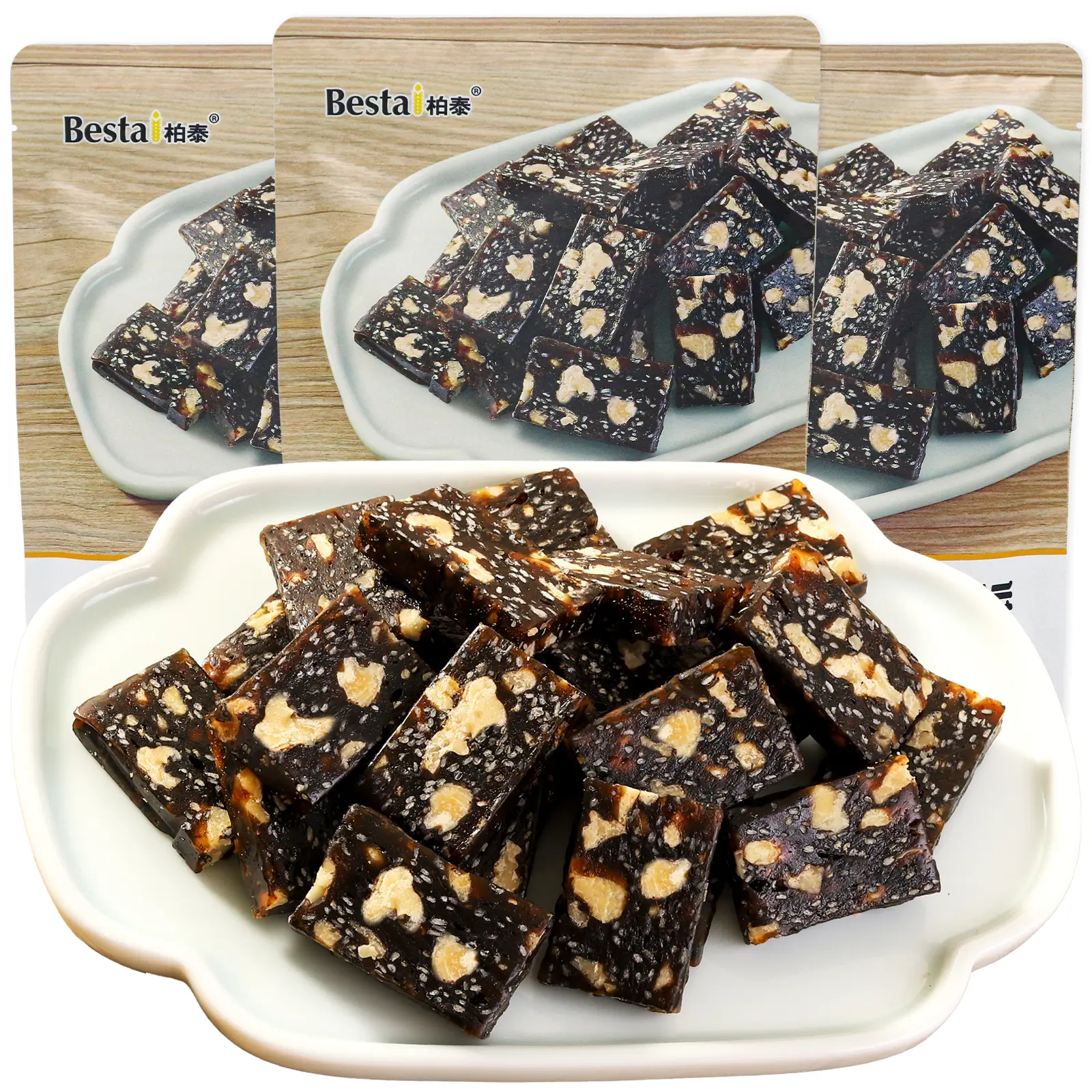 300g*2bags, Walnut, Date And Black Sesame Slice, Date Cake, Walnut Cake, Candy, L Eisure Snack Nata