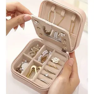 1 Travel Jewelry Box for Women, Mini Jewelry Organizer with Mirror, Durable Lightweight Organizer, Essential for Vacation and Beach, Perfect Gift for Holidays