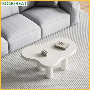 [GOOGREAT]Living Room Table, Stylish Dining Table 39.4" Cloud Coffee Table, Cute Cream Coffee Table With 4 Solid Legs, Modern Carton Center Table For Living Room, Home Office, Funky Minimalist Tea Table (White)