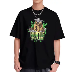 HUSTLE Print T-shirt For Men, Casual Short Sleeve T-shirt For Summer