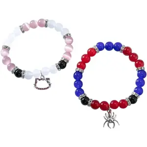 New 2026 Cartoon Cat Spider Kitty Bracelets Matching Heart Magnitic Attract Charm Friendship Gift For Couples Halloween Jewelry Fashion Accessories Creative