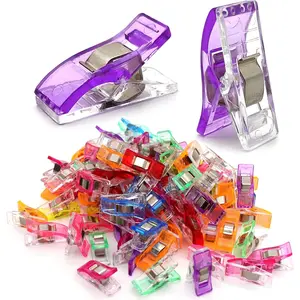 100 Pcs Transparent Multicolor Multifunctional Plastic Sewing Clips for Fabric Quilting Sewing Supplies Storage Bag