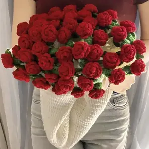 Finished Flower Bouquet Blanket,Handmade Crochet Flower Blanket, Rose Bouquet Blanket, Soft Knitted Throw Rose Blanket, Romantic Gift for Birthday Wedding Valentine’s Day Mother's Day Christmas for Mom Girls and Sisters