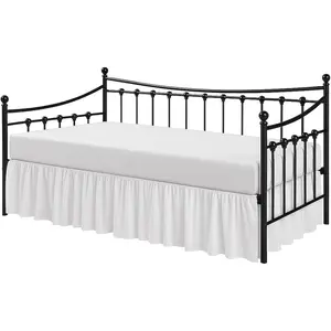 Ruffled Daybed Skirt with Split Corner, Hotel Quality Brushed Microfiber Twin Size Dust Ruffle 14 Inch Drop Sofa Bedskirt,, Stay in Place, White