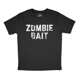 Youth Funny T Shirts Zombie Bait Sarcastic Halloween Graphic Novelty Tee For Kids Funny T Shirts Halloween Tops for Kid Funny Zombie Short Sleeve Novelty Tees for Kids Black -