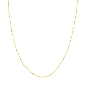 Pink Enamel Bead Saturn Chain