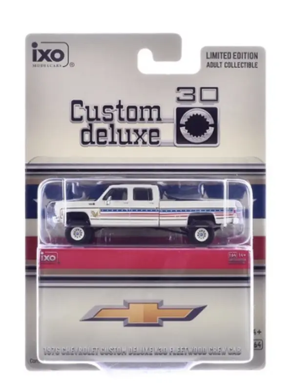 IXO Models 1976 Chevy Custom Deluxe K30 FleetSide Squarebody July 4th Exclusive 1:64 Scale