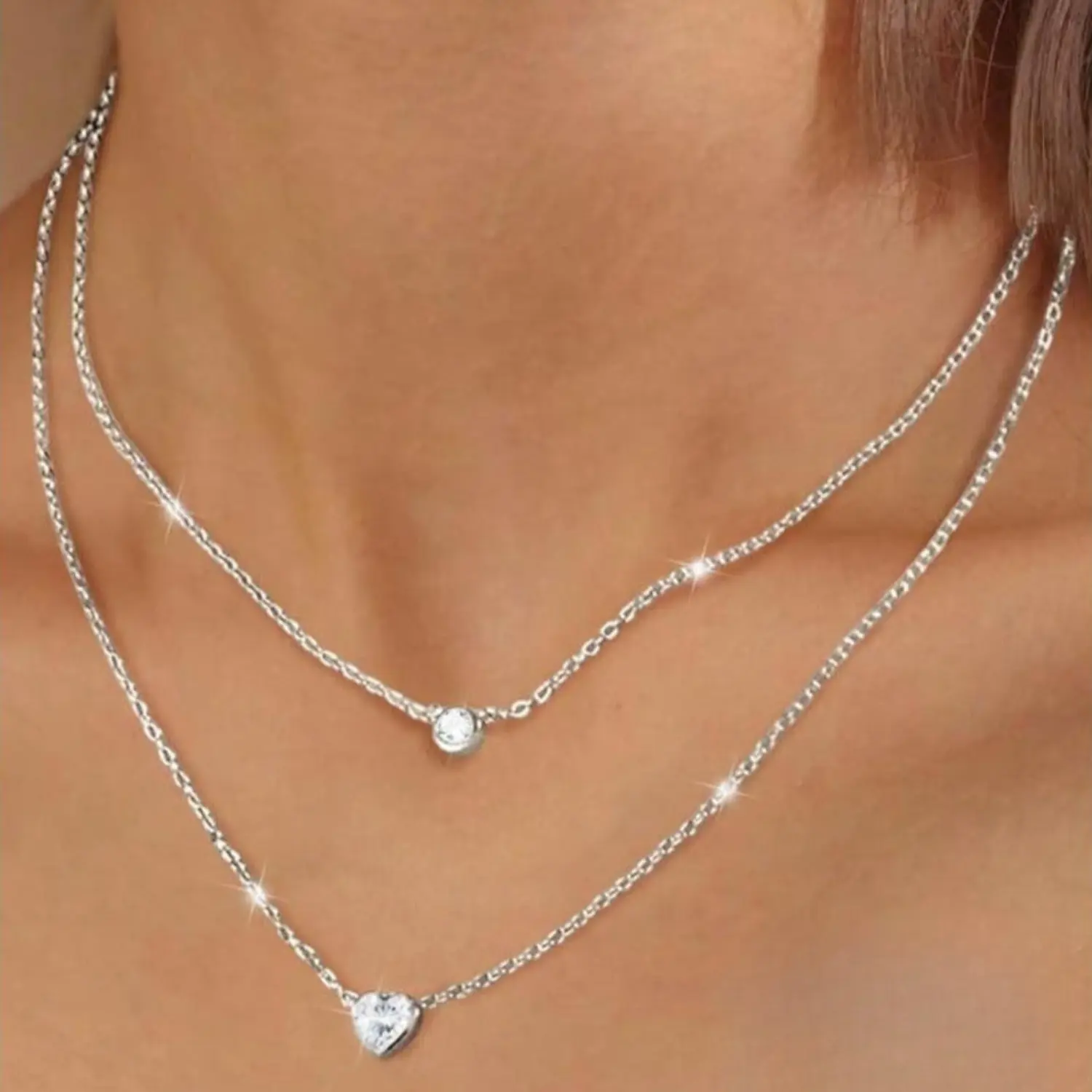 YADOCA Sterling Silver Necklaces for Women Choker Necklaces Heart Zircon Butterfly Gold Necklace Chain Rose Gold Necklace Silver Necklaces for Women Layered Necklaces Gold Jewellery
