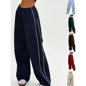 Women's Parachute Wideleg Pants Baggy Y2K Elastic Waist Wide Leg Track Pants Trousers Casual
