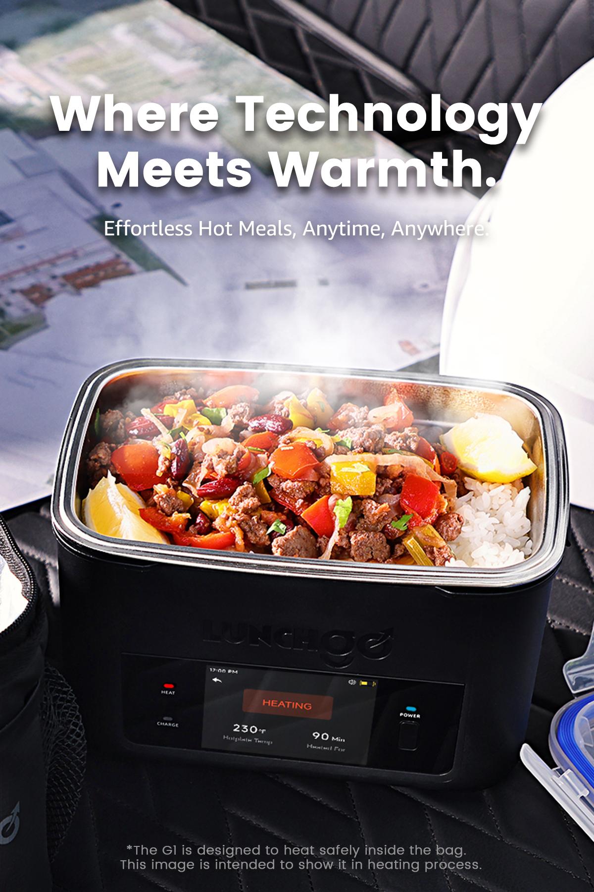 LUNCHGO G1 Smart Electric Heated Leakproof Lunch Box - Cordless Battery Powered Thermal Insulated Durable Container, 5-Cup Capacity, 250°F Max, Auto Scheduled Heating for Work, Outdoor Meals, Lunch at Work LUNCHGO G1 Smart Electric Heated Leakproof Lunch Box - Cordless Battery Powered Thermal Insulated Durable Container, 5-Cup Capacity, 250°F Max, Auto Scheduled Heating for Work, Outdoor Meals, Lunch at Work