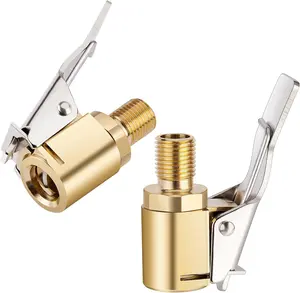 2PCS Brass Tire Air Chuck Adapter with Locking Clip – 8mm Tire Inflator Hose Connector for Air Compressor Pump, Leak-Free Tire Valve Nozzle for Car Truck Motorcycle Bicycle