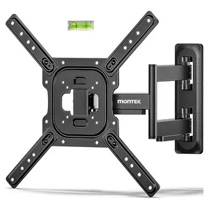 MonTek Full Motion TV Wall Mount for 13–95 Inch Flat & Curved TVs and Monitors, Swivel & Tilt Articulating Bracket, Max VESA 400x400mm, Holds up to 110 lbs, Perfect Center Design Adjustable Black