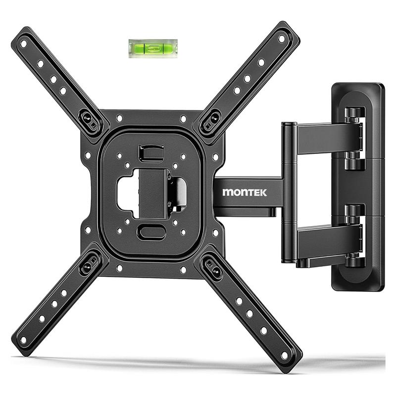 MonTek Full Motion TV Wall Mount for 13–95 Inch Flat & Curved TVs and Monitors, Swivel & Tilt Articulating Bracket, Max VESA 400x400mm, Holds up to 110 lbs, Perfect Center Design Adjustable Black