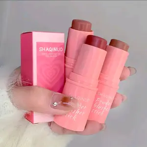 Shaqinuo Matte Blush Stick Highlighter Cheek Stain Makeup No Shimmer Powder Blusher Stick for Natural Glow Cream Blush