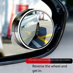 2pcs High Definition Wide Angle Rearview Mirrors, Adjustable Frameless Design, Silver Abs Glass, No Adhesive Needed