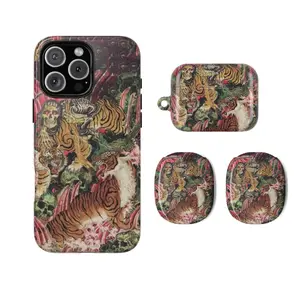 Vintage Chinese Tiger Tattoo Aesthetic – Phone & AirPods Case, AirPods Max Coastal Trend Style