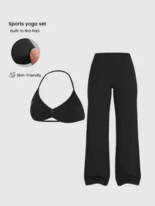 Sport Bra and High-Waist Leggings Set, Two-Piece Fitness, Ideal for Outdoor Activities, Pilates, Running, Compression Wear