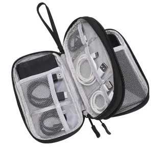 Electronics accessories organizer pouch bag, universal travel organizer for cables, chargers, phones, and SD cards, business travel gadget bag