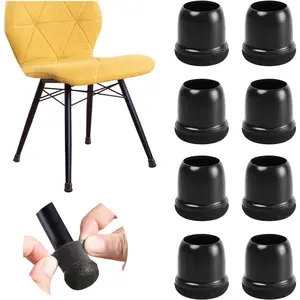 20 Pcs Black Extra Small Chair Leg Floor Protectors for Hardwood Floors, Upgraded Rubber Chair Leg Caps with Felt, Furniture Leg Feet Covers Protect Floor from Scratches Reduce Noise (Fit 0.55"-0.75")