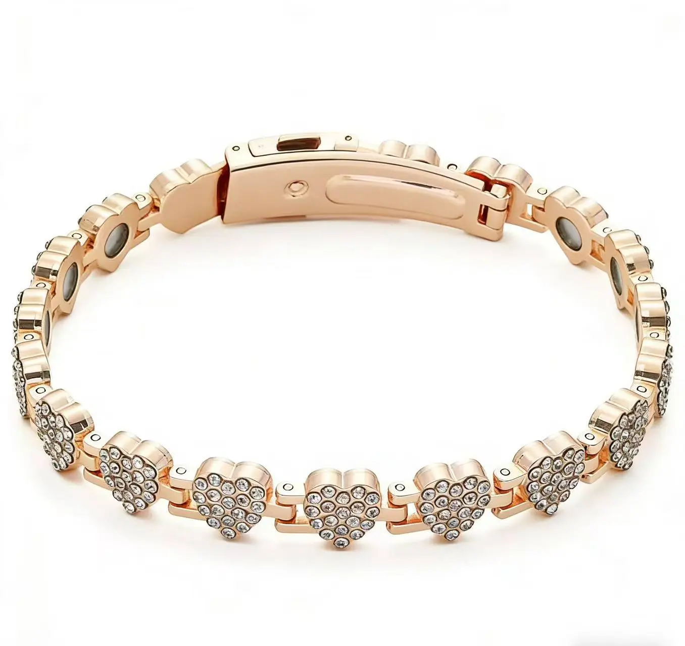 Pure Copper Bracelets for Women,Ultra Strength Magnetic Bracelet with 3800 Gauss Magnets & Sparkling Cubic Zirconia, Adjustable Charm Bracelet year-round perfect family gift health