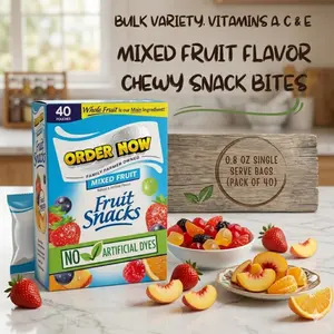 Mixed Fruit Snack Packs, Individual Single Serve Pouches, Bulk Variety Box, 40 Count