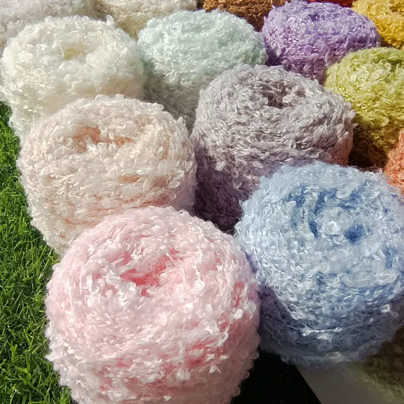 2Pcs Wool Loop Yarn Mohair Yarn Balls, DIY Hand Knitting & Crochet Yarn for Dolls Scarf Sweater