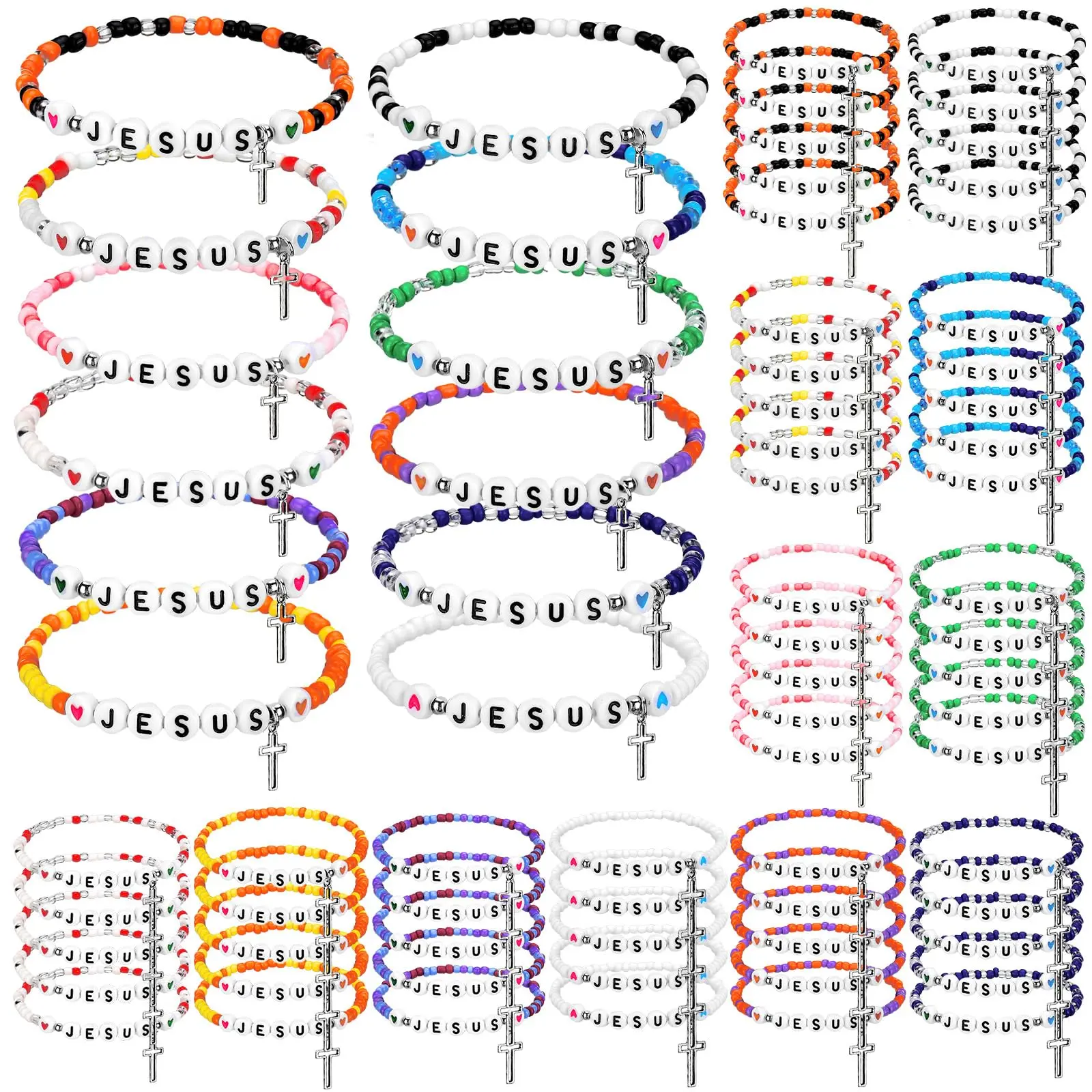 72pcs Thin Jesus&cross bracelet