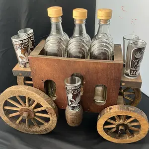 CARRETA TEQUILERO GRANDE, 6 shot glasses, 3 bottles of 1 liter