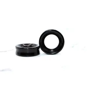 Black Obsidian Double Flare Tunnel Plugs PAIR 6mm-51mm