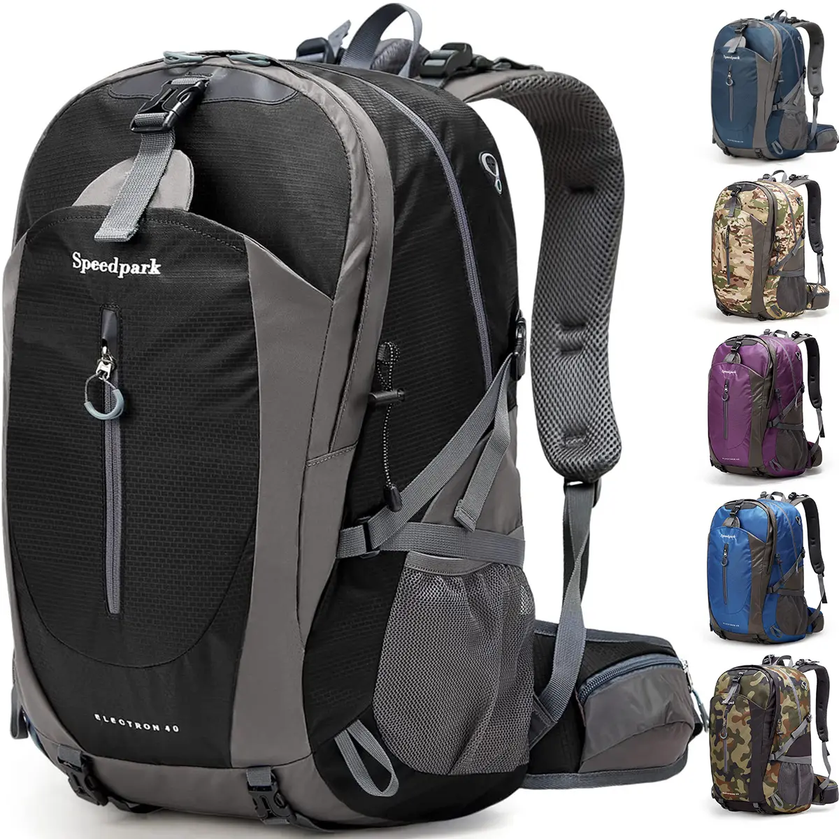 SPEEDPARK 40L Unisex Durable Outdoor Hiking Backpack, Multi-Compartment Waterproof Daypack with Rain Cover for Camping, Trekking, Travel, Multi Compartment Backpack,summerwins