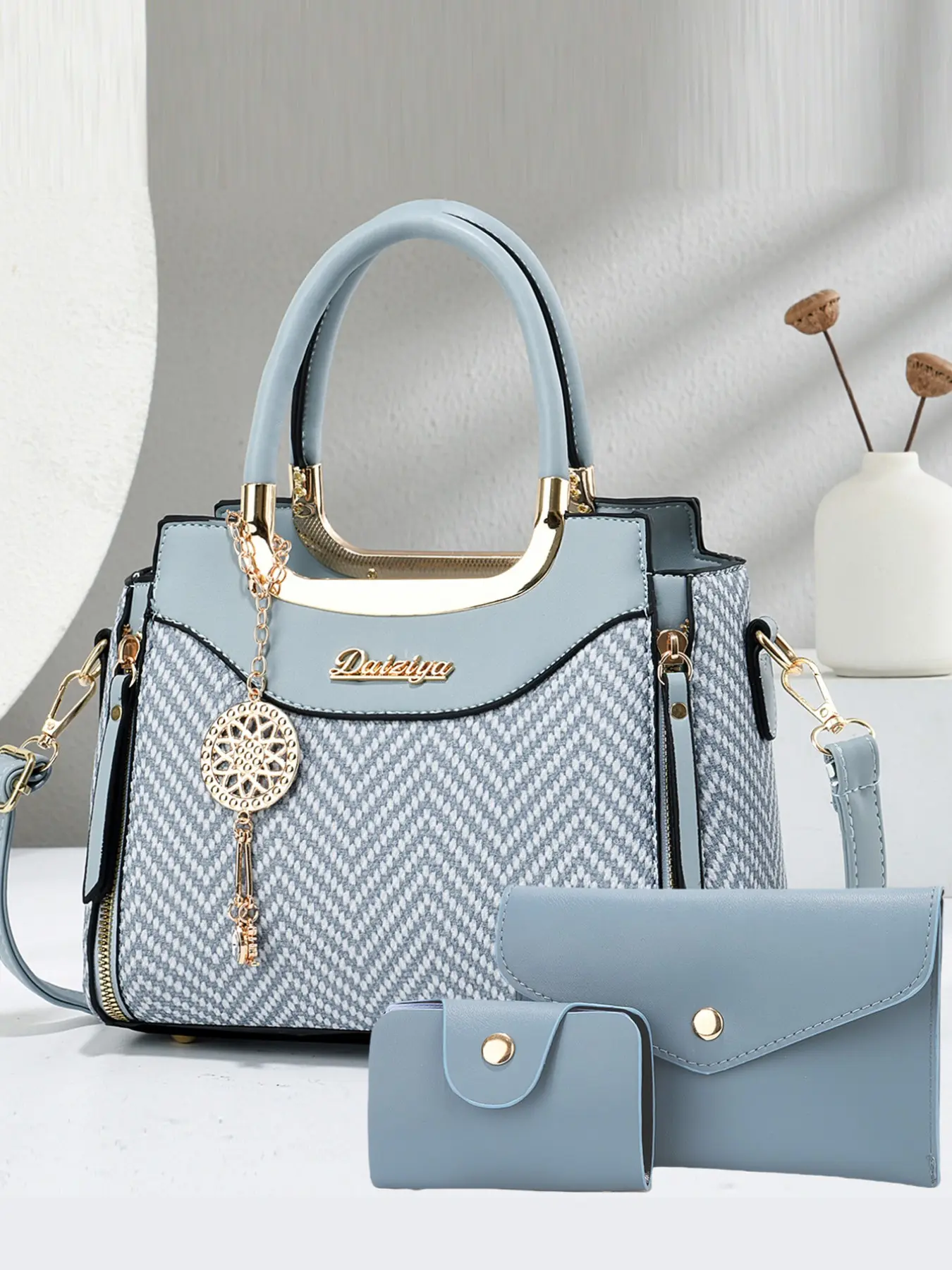 Women's Bag Set Three-Piece Trendy Shoulder Bag Large Elegance Handbag Fashion Street Outing Crossbody Bag Pu Leather Handbag