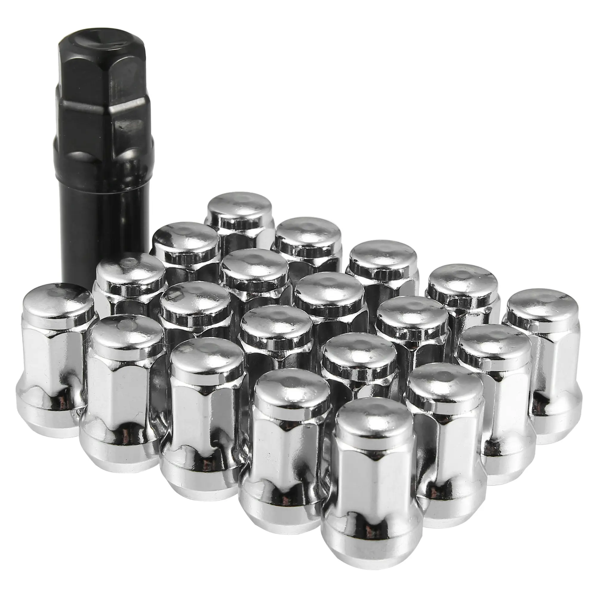 M12x1.5 Car Wheel Heptagon Lug Nut Acorn Cone Seat Closed End Bulge Acorn 32mm Screws with Socket Key  - Pack of 21