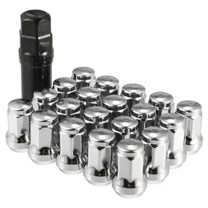 M12x1.5 Car Wheel Heptagon Lug Nut Acorn Cone Seat Closed End Bulge Acorn 32mm Screws with Socket Key  - Pack of 21