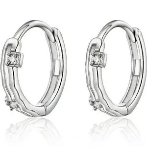 925 Silver Plated Double Layer Hammered Hoop Earrings, Minimalist Dual Band Textured Silver Hoops for Women,summerwins