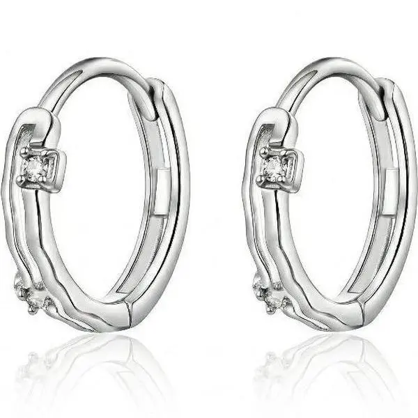 925 Silver Plated Double Layer Hammered Hoop Earrings, Minimalist Dual Band Textured Silver Hoops for Women,summerwins
