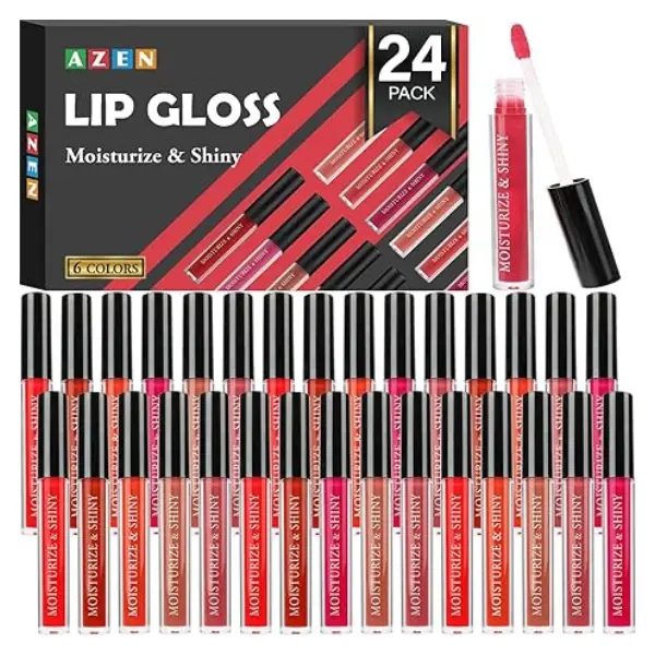 24 Pack Lip Gloss Bulk Set, Shimmery Lip Gloss for Women and Girls With Rich Varied Colors