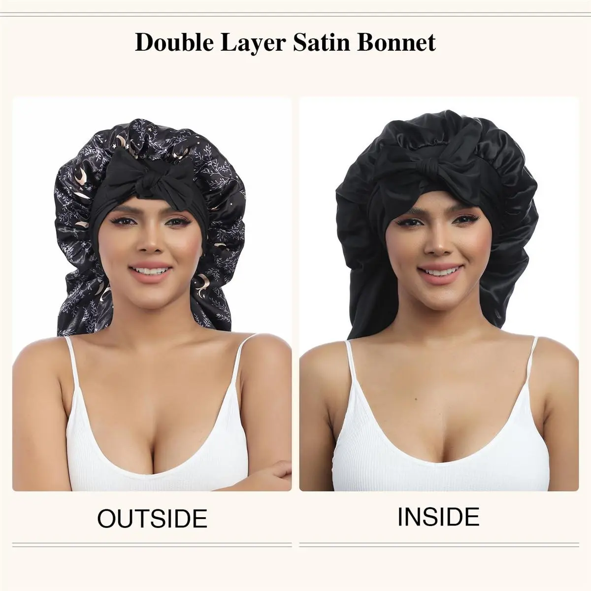Double Layer Satin Bonnet for Sleeping - Silk Like Texture, Elastic Tie Band, Curly Hair Nightcap, Smooth Haircare, Reusable, 100% Polyester, 55cm Cap Circumference, 94cm Length, 35cm Width, 61cm Rope Length, 6.5cm Rope Width Double Layer Satin Bonnet for Sleeping - Silk Like Texture, Elastic Tie Band, Curly Hair Nightcap, Smooth Haircare, Reusable, 100% Polyester, 55cm Cap Circumference, 94cm Length, 35cm Width, 61cm Rope Length, 6.5cm Rope Width