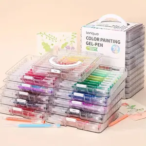 Colorful Retractable Erasable Gel Pen Set, 99pcs Portable Storage Box Gel Pen, Writing Pen, Art Pen for Students, Office Stationery & Supplies