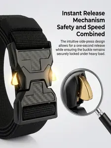 Men's Tactical Nylon Belt, Breathable Canvas Weave, Plastic Quick Release Buckle, Adjustable Waistband, Outdoor Sports, Fashion Accessory
