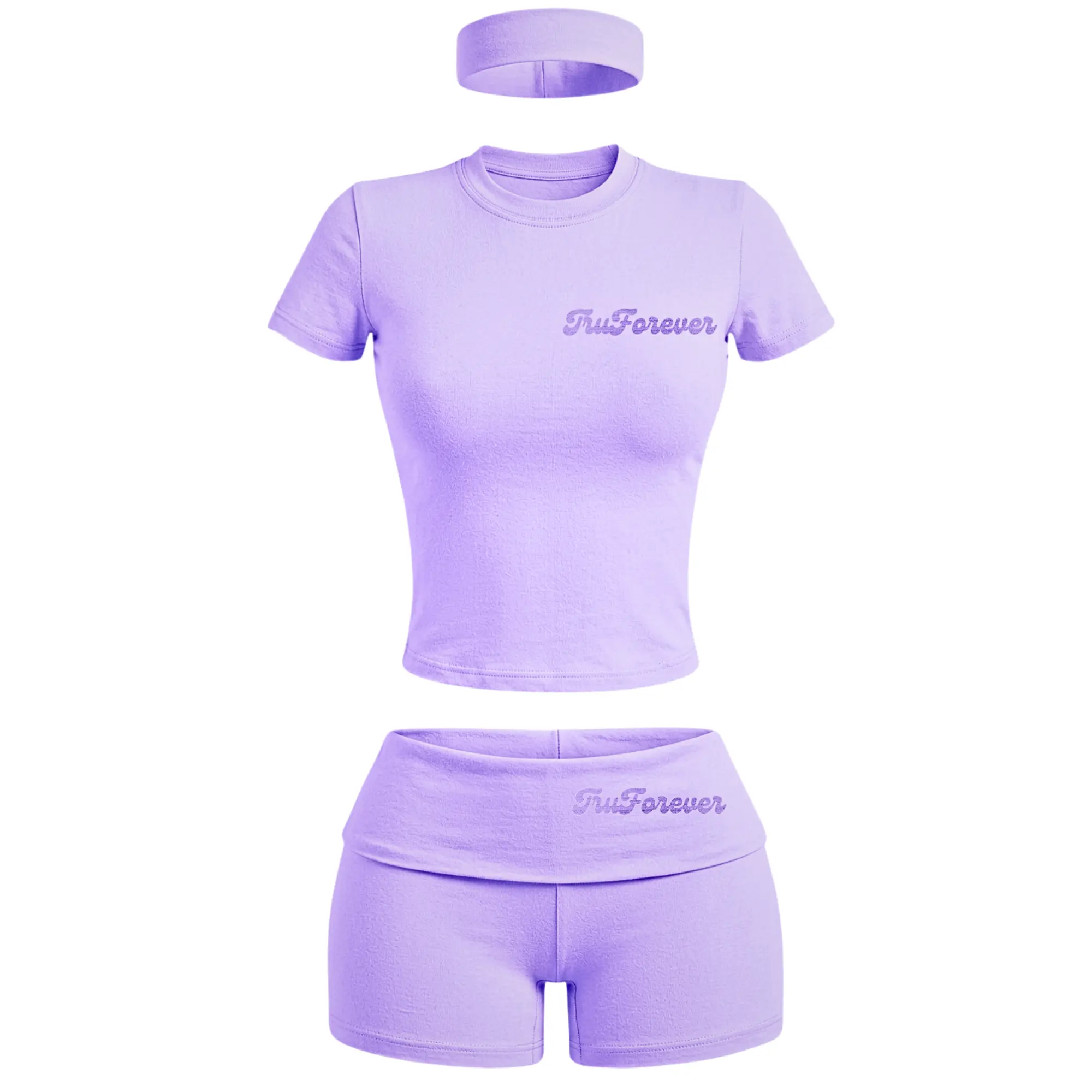 Hailey 3-Piece Shorts Yoga Set - Mint Green Short Sleeve Top & Shorts - 100% Biodegradable Cotton Viscose Fabric - Summer Wear