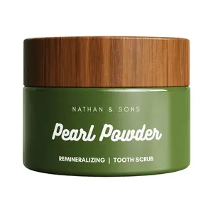 Nathan & Sons Pearl Powder Tooth Scrub - Natural Remineralizing Toothpaste with Hydroxyapatite & Pearl for Cleaner Brighter Teeth - Gentle Oral Care Substitute with Eucalyptus & Mint Oils - Free from Fluoride Parabens Sulfates - Whitening