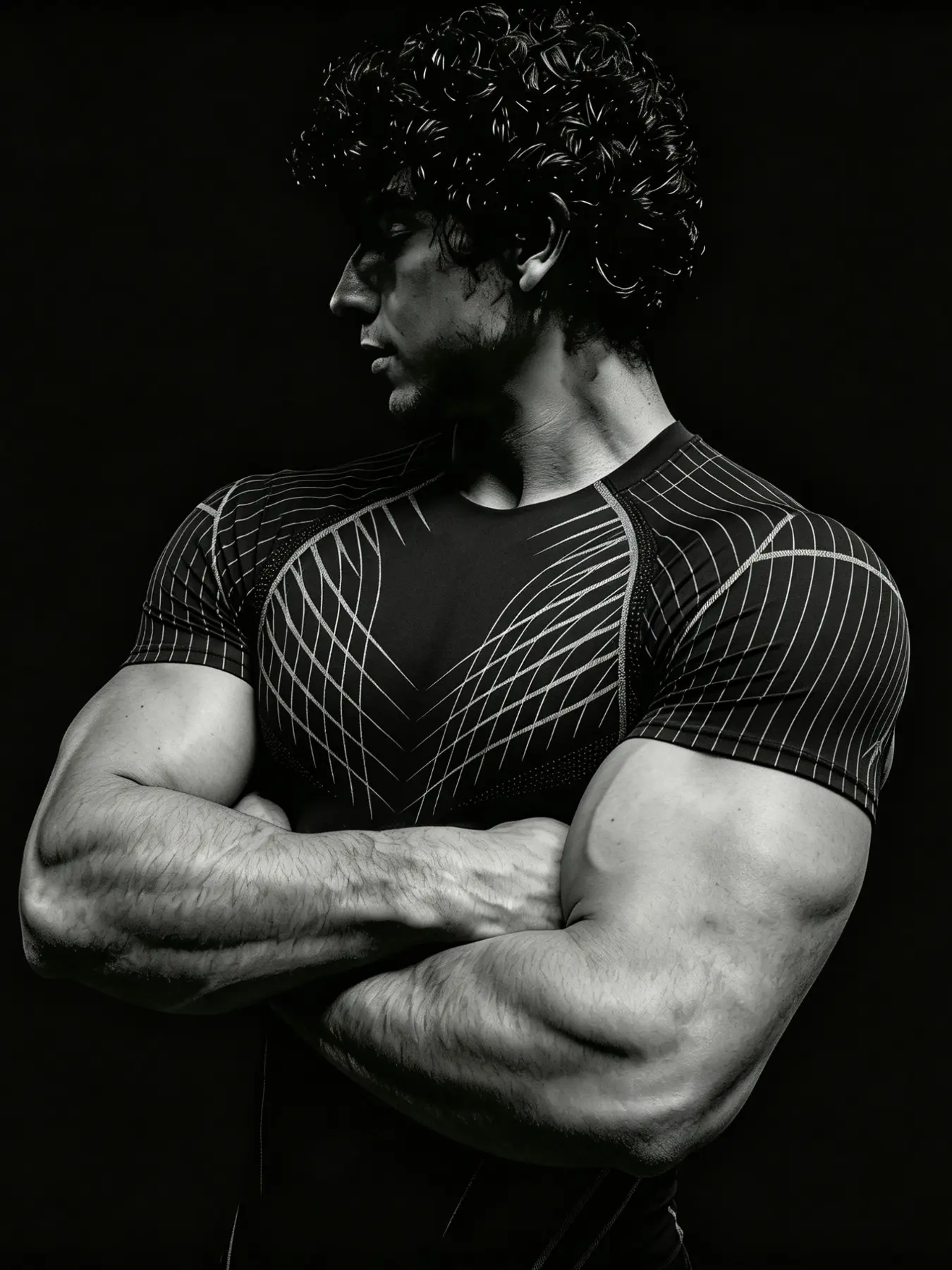 Men's European Style Fitness T-Shirt, Tech Line Compression Top Design, High Elasticity Quick-Dry Breathable Fabric, Ideal for Weight Training, Breathable Sports Tee