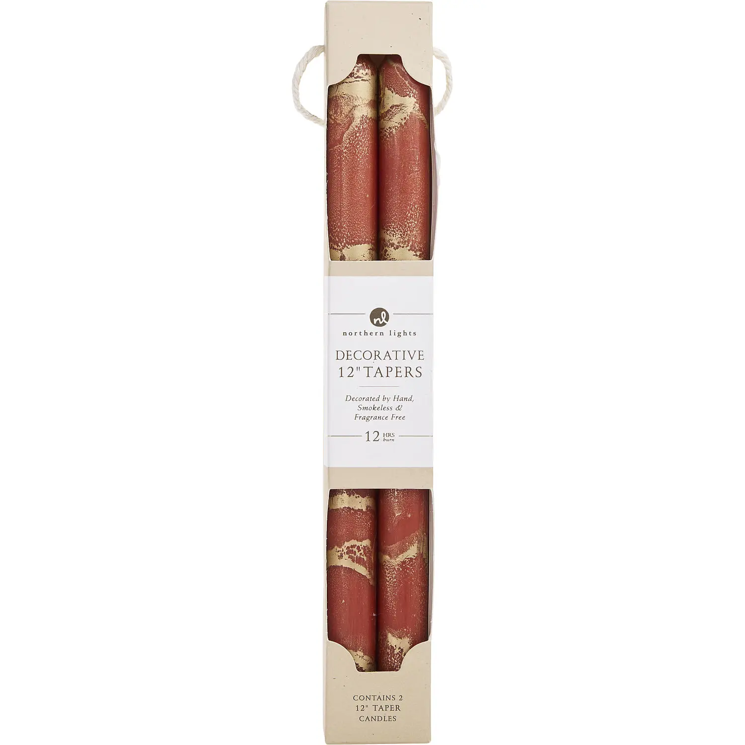 Terra Cotta With Gold By Northern Lights 12" Decorative Tapers (2 Pack) For Unisex