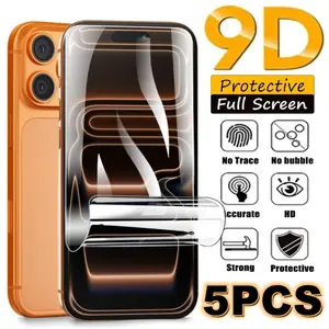 5 Pack HD Hydrogel Soft Screen Protector for iPhone 17 Air/17 Pro Max/17 Pro/17/16e/16/15/14/13/12/11/Pro Max/Pro/Plus/Mini/X/XS/XR/XS MAX,Full Coverage,Anti-scratch,Anti-fingerprint,Bubble-Free Install