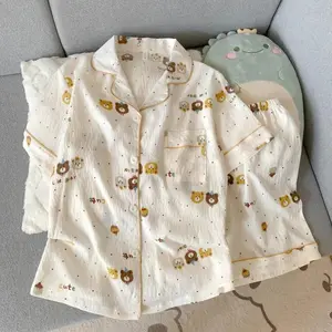 Embroidery Dog Sweet Fashion Cute Pajamas Set for Women Plaid Lapel Neck Elastic Waist Design Pajamas Short New Casual Nightwear