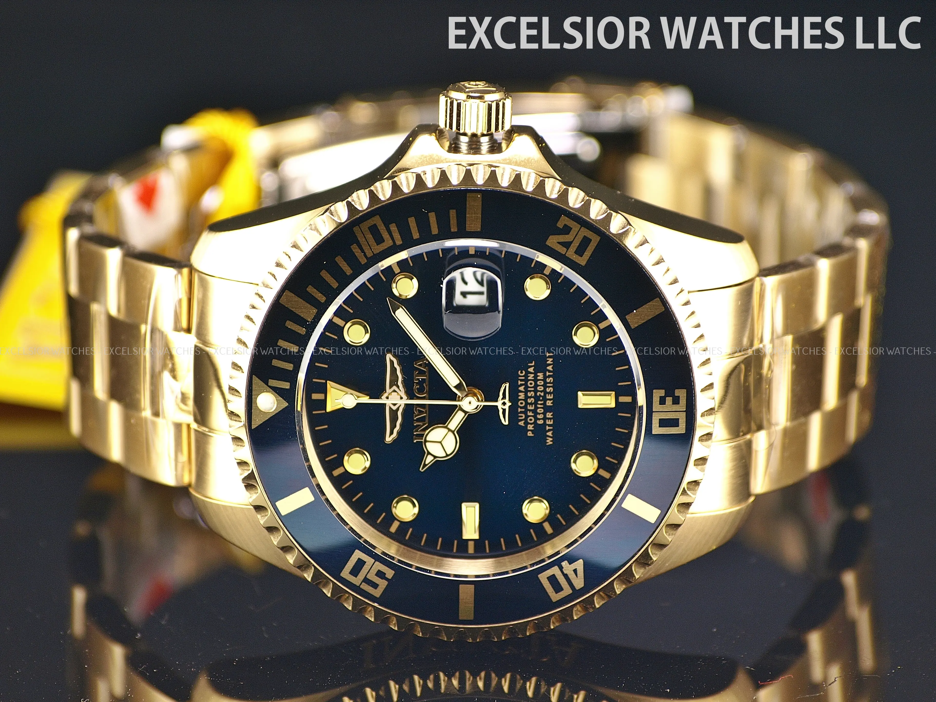 Invicta Men's 47mm Grand Pro Diver NH35A Automatic Blue Dial Gold Tone SS Watch