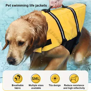 Adjustable Dog Life Jacket - High Visibility, Reflective Pet Swim Vest For Small To Large Breeds - Durable Pvc/Nylon Material Dog Life Jacket For Swimming Dog Life Vests For Boating